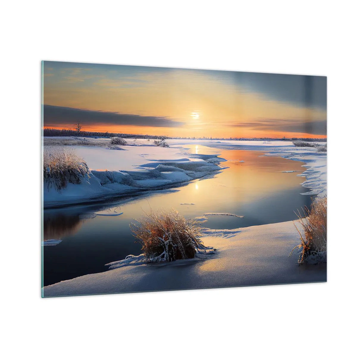 Glass picture - Winter Sunset - 100x70 cm