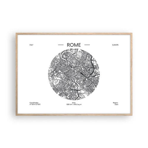 Poster in light oak frame - Anatomy of Rome - 100x70 cm