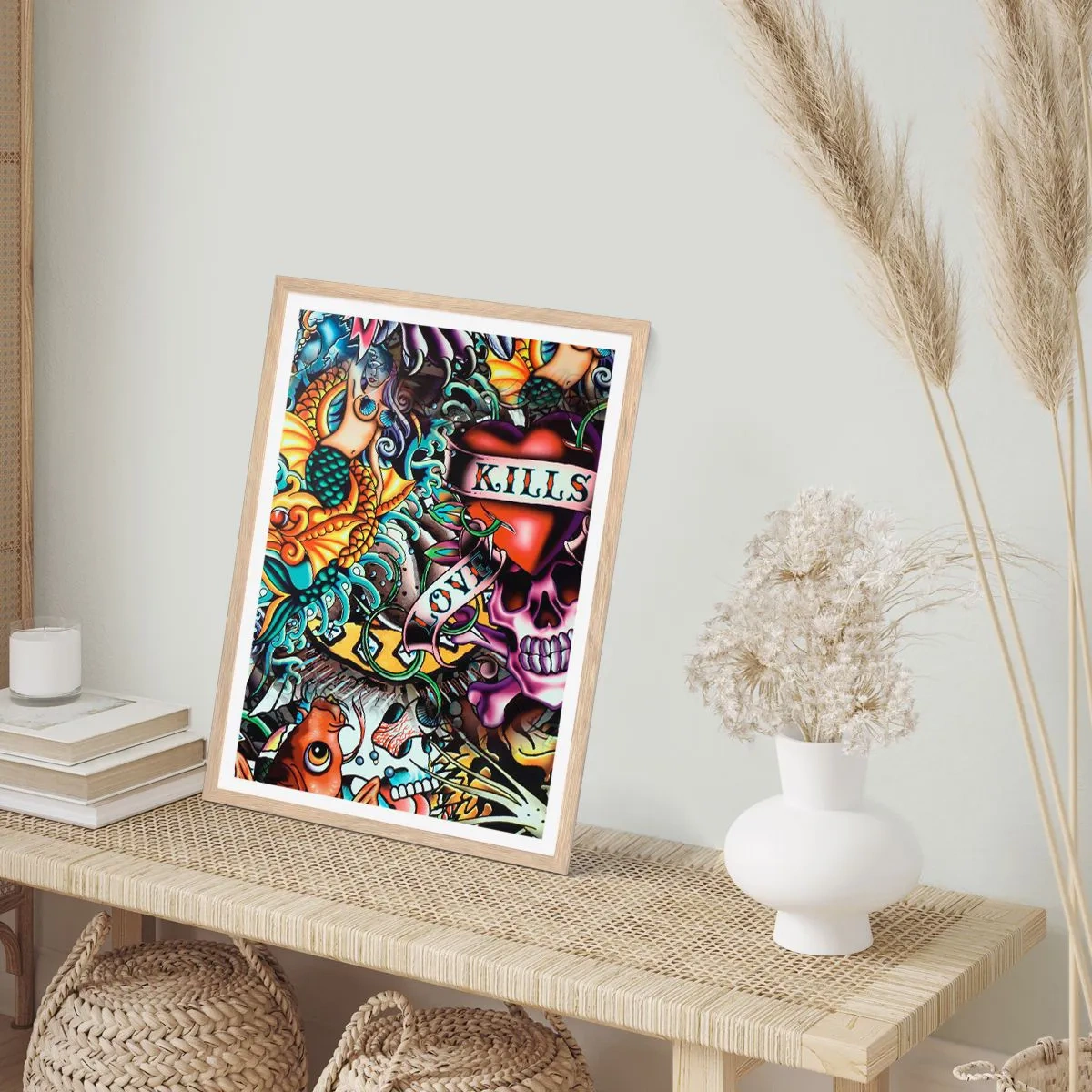 Poster in light oak frame - Dream of a Tattoo Artist - 30x40 cm