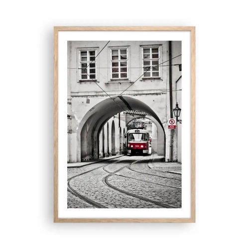 Poster in light oak frame - Through City Labirynth - 50x70 cm