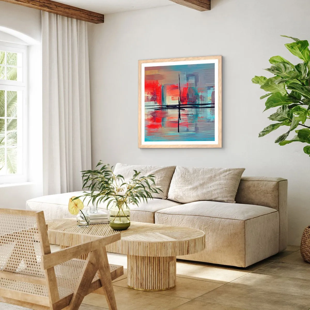 Poster in light oak frame - Landscape in a foreign Dimension - 40x40 cm