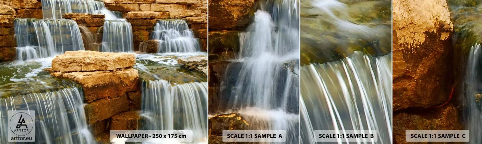 Photo Wallpaper Sample Standard Eco - Stairway to Heaven - Waterfall, Nature, Landscape - 100x30 cm
