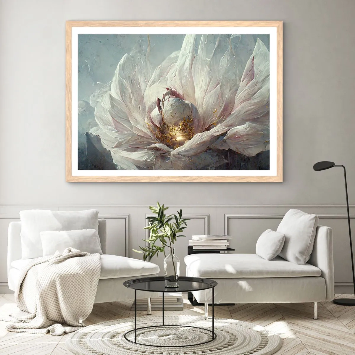 Poster in light oak frame - It Blooms Once Every Hunderd Years - 50x40 cm