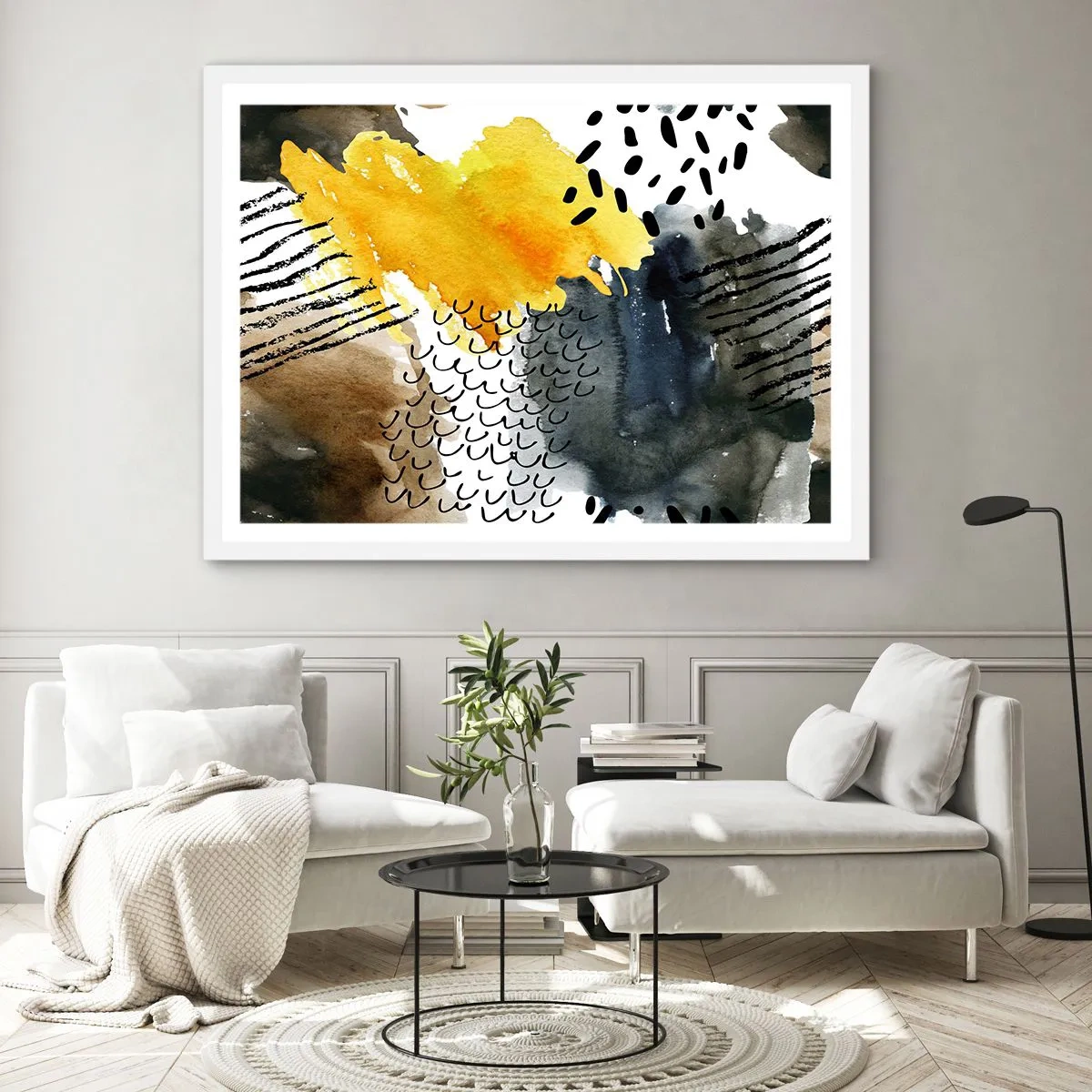 Poster in white frmae - Meeting of Elements - 91x61 cm