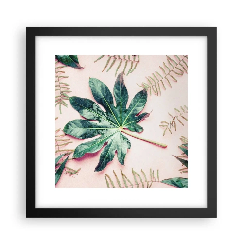 Poster in black frame - Study in Green on Pink Background - 30x30 cm