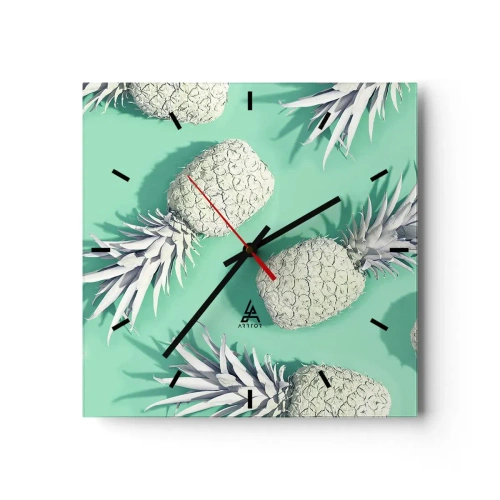 Wall clock - Clock on glass - It Combines Well with Mint - 30x30 cm