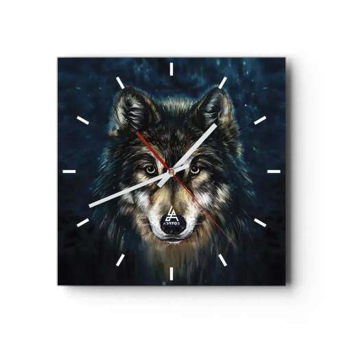 Wall clock - Clock on glass - Alpha? And Omega - 40x40 cm