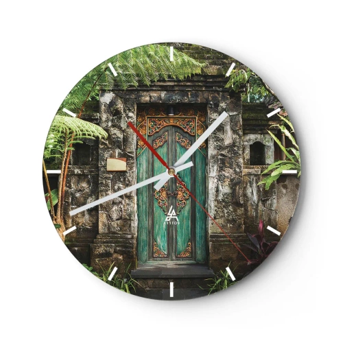Wall clock - Clock on glass - Door to Exotic World - 40x40 cm