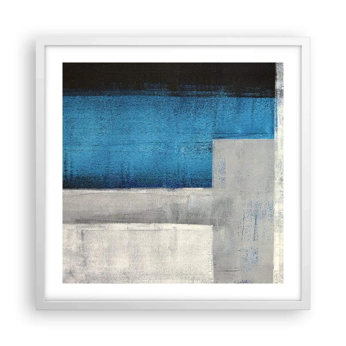 Poster in white frmae - Poetic Composition of Blue and Grey - 50x50 cm