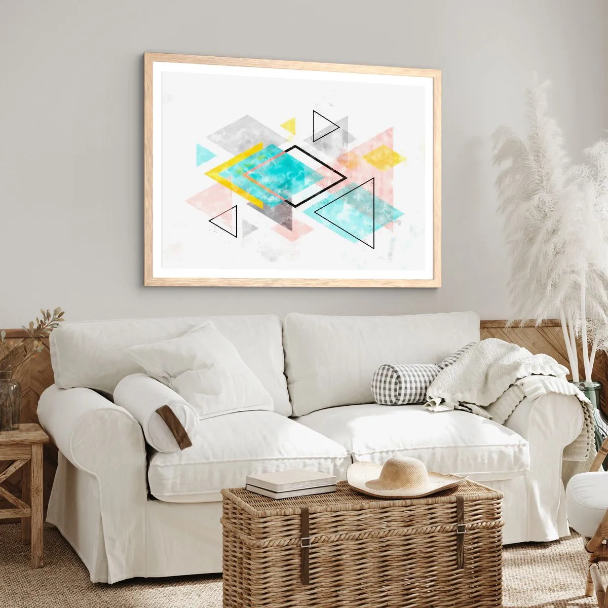 Poster in light oak frame - Geometric Play - 70x50 cm
