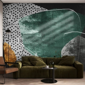 Custom Wallpaper Premium Canvas - Colourful Abstract with a Golden Petal - Abstraction, Texture, Collage