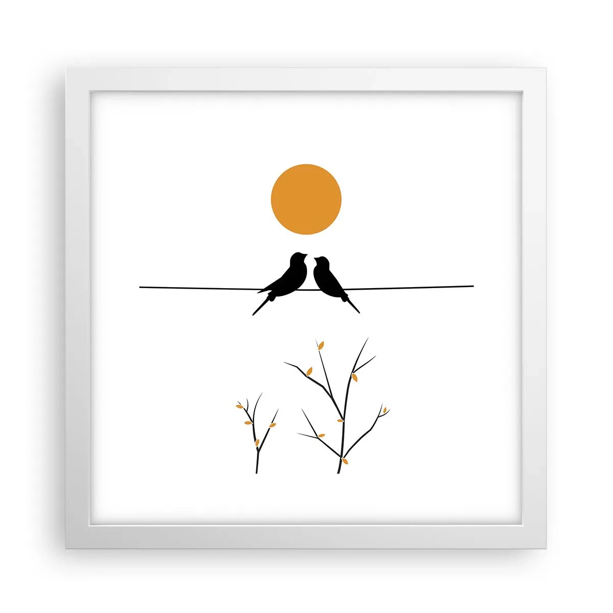 Poster in white frmae - Nightingale Evening - 30x30 cm