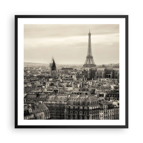 Poster in black frame - Over the Roofs of Paris - 60x60 cm