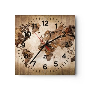 Wall clock - Clock on glass - Discovery of the World - 40x40 cm
