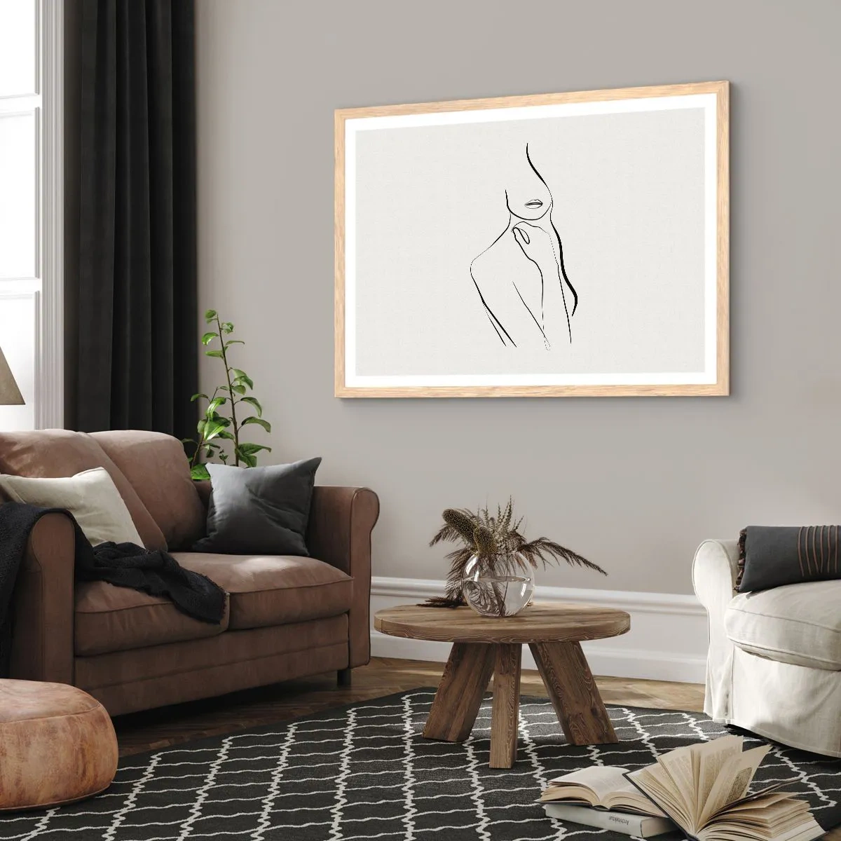 Poster in light oak frame - Wave of Melancholy - 100x70 cm