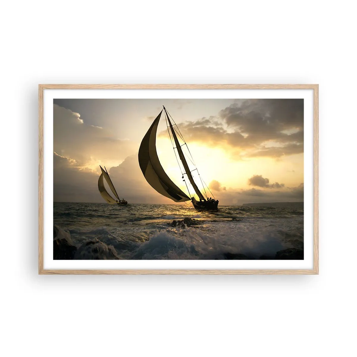Poster in light oak frame - With and against the Wind - 91x61 cm