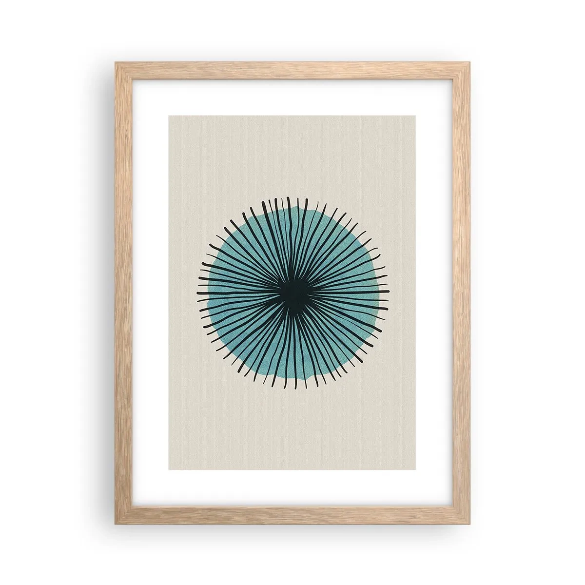 Poster in light oak frame - Rays on Blue - 30x40 cm