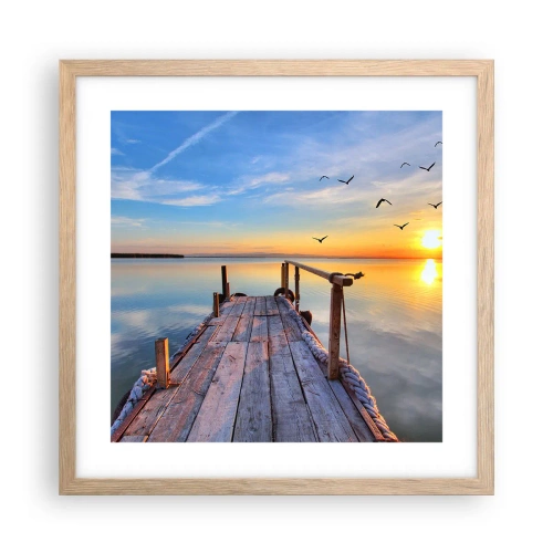 Poster in light oak frame - Walk towards the Sun - 40x40 cm