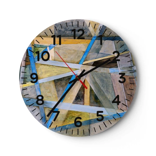 Wall clock - Clock on glass - Straight Or Slanted? - 40x40 cm