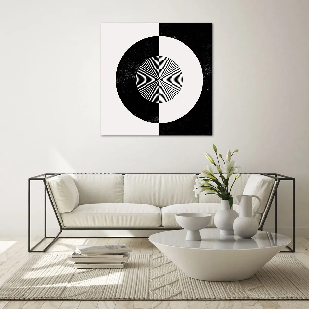 Glass picture - Harmony in Black and White - 70x70 cm