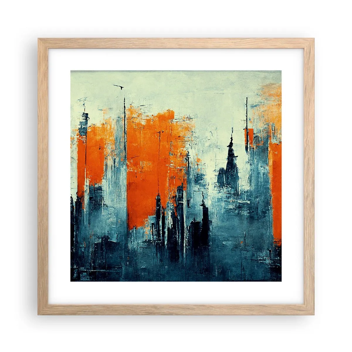 Poster in light oak frame - Modern Landscape - 40x40 cm
