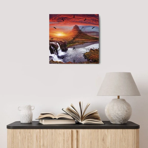 Wall clock - Clock on glass - View of Middle-Earth - 40x40 cm