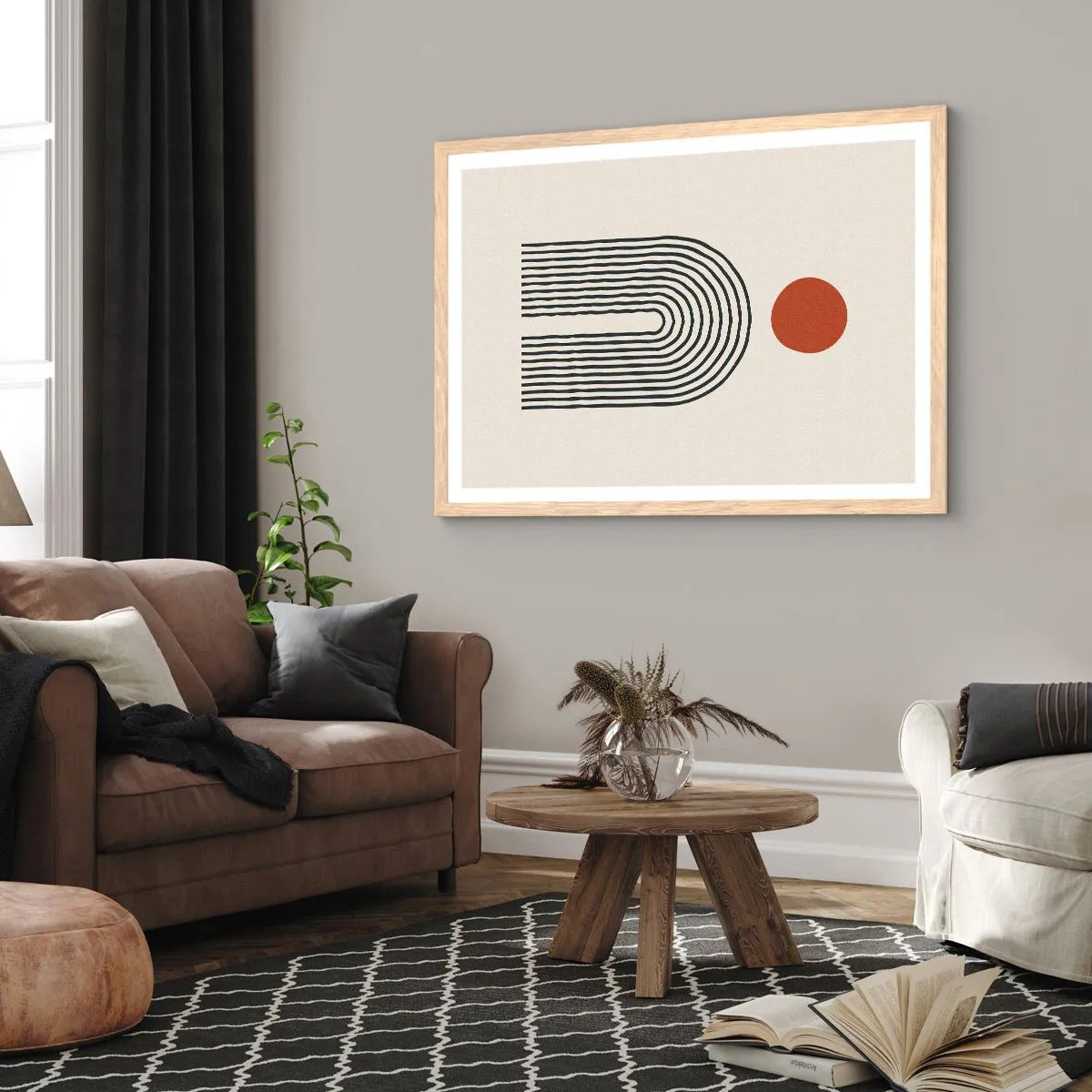 Poster in light oak frame - Magnetism of Shapes and Colours - 100x70 cm