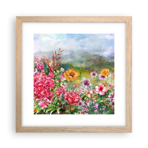 Poster in light oak frame - Garden which Went Crazy - 30x30 cm