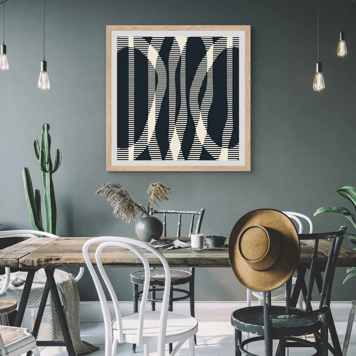 Poster in light oak frame - Attempt at Breaking Darkness - 50x50 cm