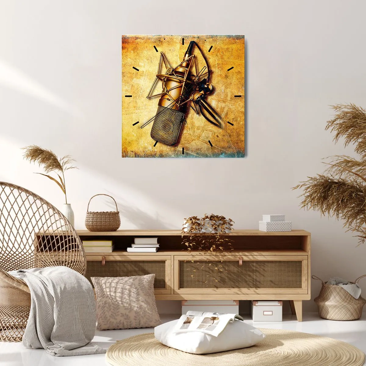 Wall clock - Clock on glass - Golden Years of the Radio - 30x30 cm