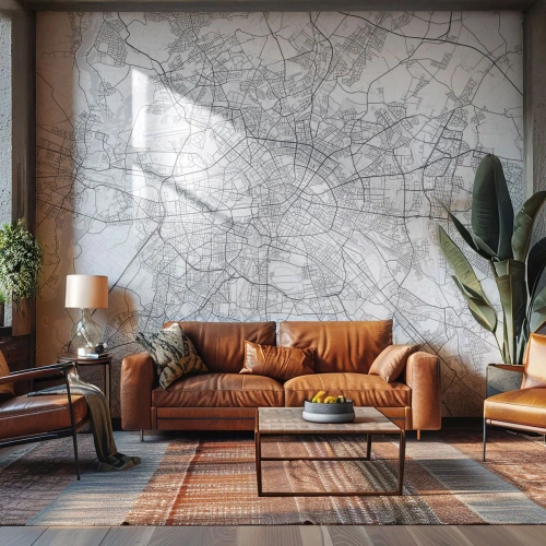 Photo Wallpaper Premium Sand - Flower of Berlin - City, City map, Berlin - 150x105 cm