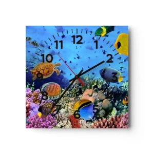 Wall clock - Clock on glass - What Do We Know about Life? - 30x30 cm