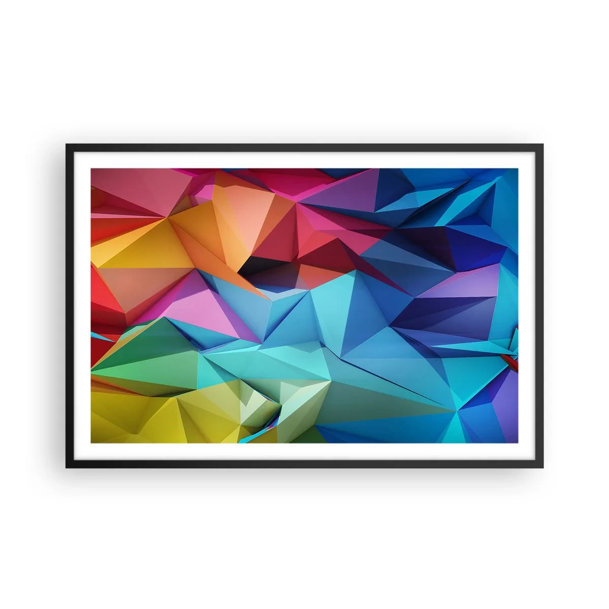 Poster in black frame - Rainbow Origami - 91x61 cm