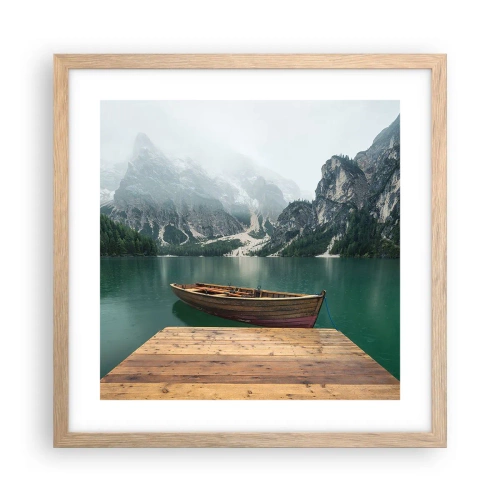 Poster in light oak frame - Boat Found Solitude - 40x40 cm