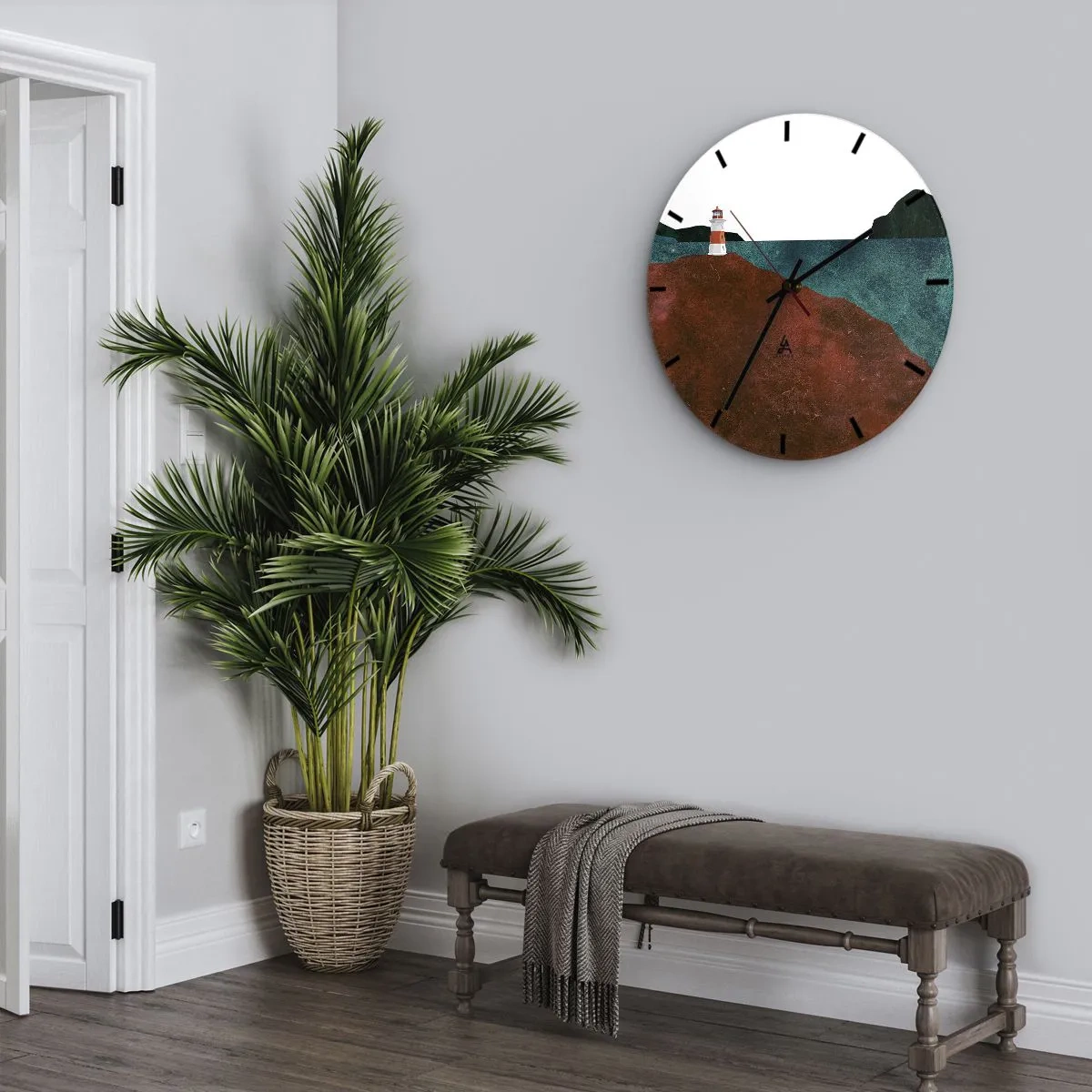 Wall clock - Clock on glass - Gazing at the Sea - 30x30 cm
