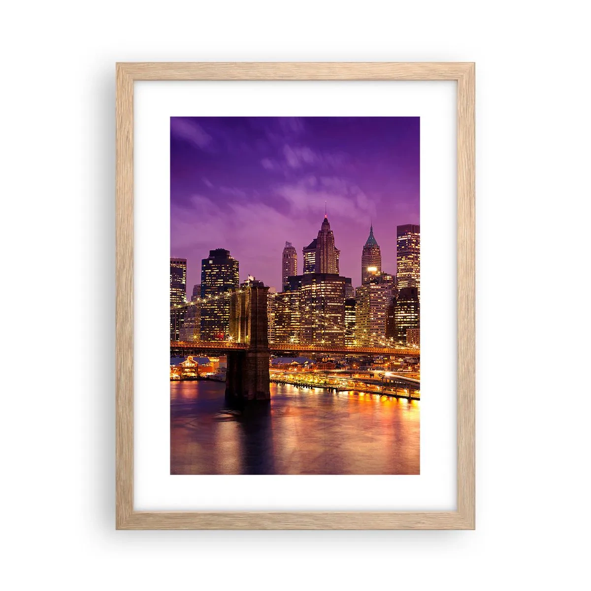 Poster in light oak frame - Violet and Gold Manhattan - 30x40 cm