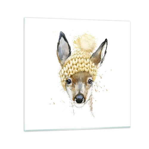 Glass picture - For Winter in a Snowy Forest - 60x60 cm