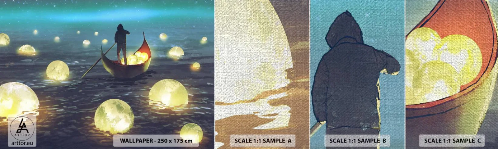 Photo Wallpaper Sample Premium Canvas - Things that Philosophers Did Not Dream About - Abstraction, Fantasy, Boat - 100x30 cm