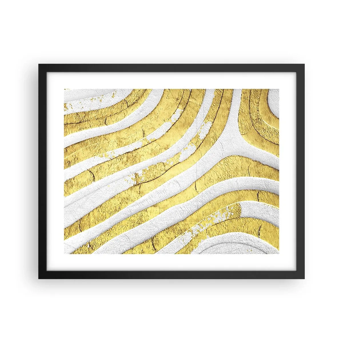 Poster in black frame - Composition in White and Gold - 50x40 cm