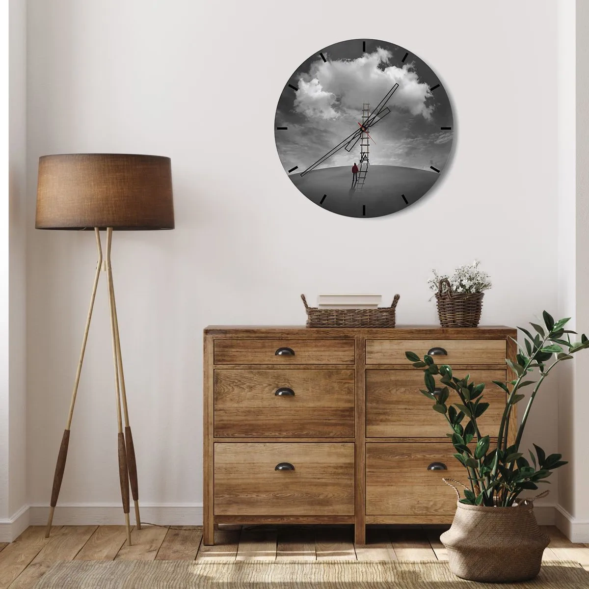 Wall clock - Clock on glass - Everything Is Poissible - 40x40 cm