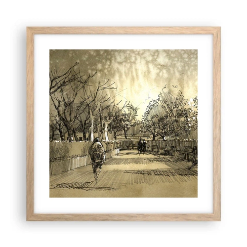 Poster in light oak frame - Moment Stopped with a Feather - 40x40 cm