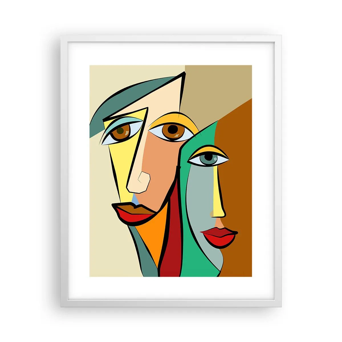 Poster in white frmae - Cubist Couple - 40x50 cm