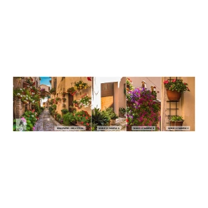 Photo Wallpaper Sample Self-Adhesive Deluxe Sticker - Italian Back Street - City, Flowers, Architecture - 100x30 cm