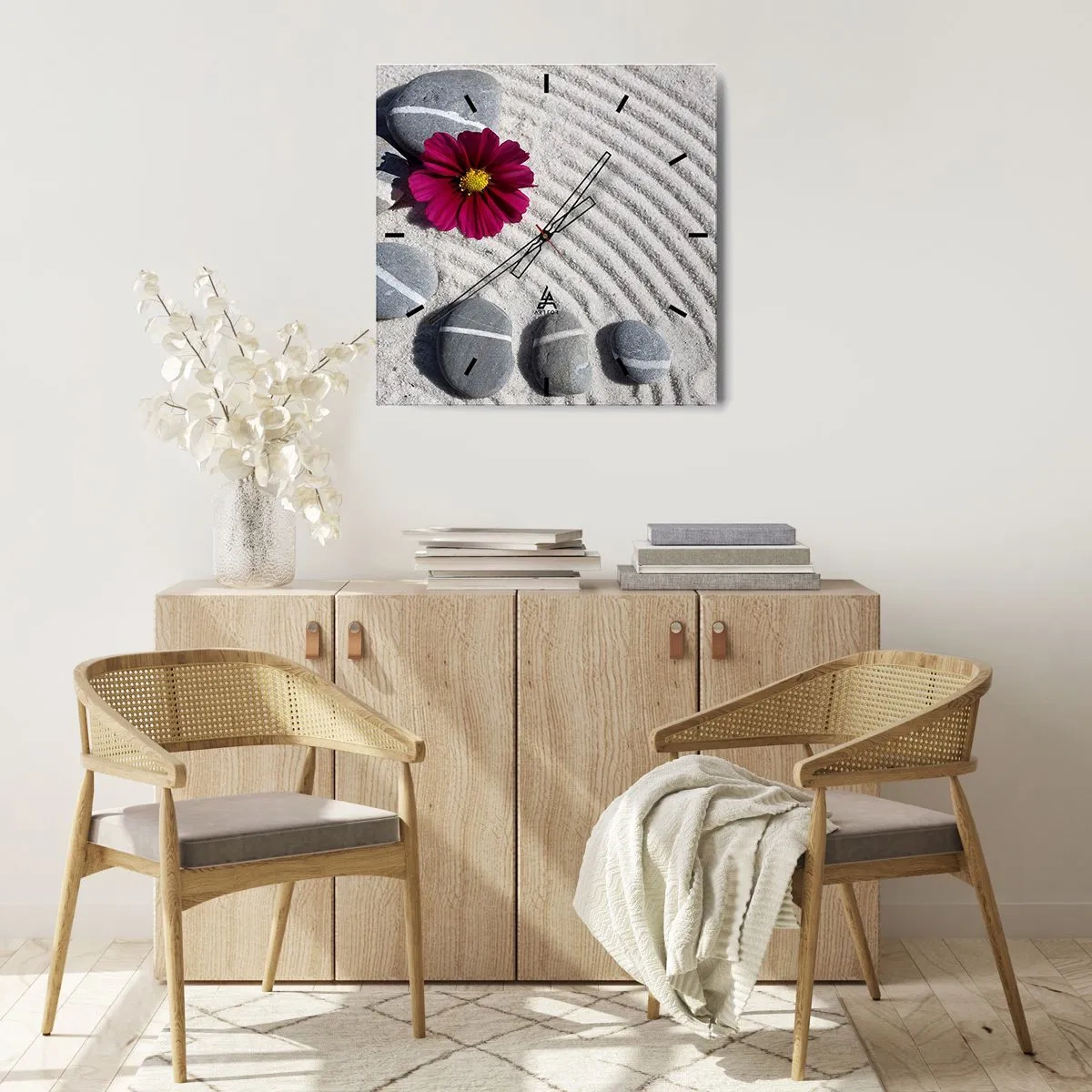 Wall clock - Clock on glass - Energy and Tranquillity of the Magic Circle of Nature - 30x30 cm