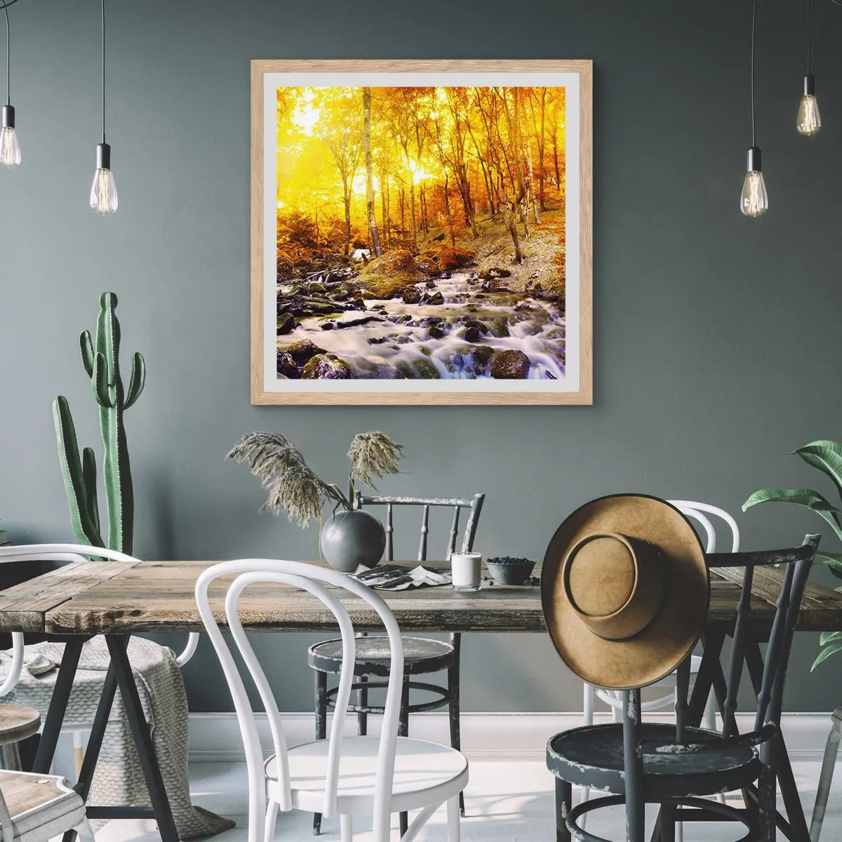 Poster in light oak frame - Stones Set in Gold and Platinum - 50x50 cm