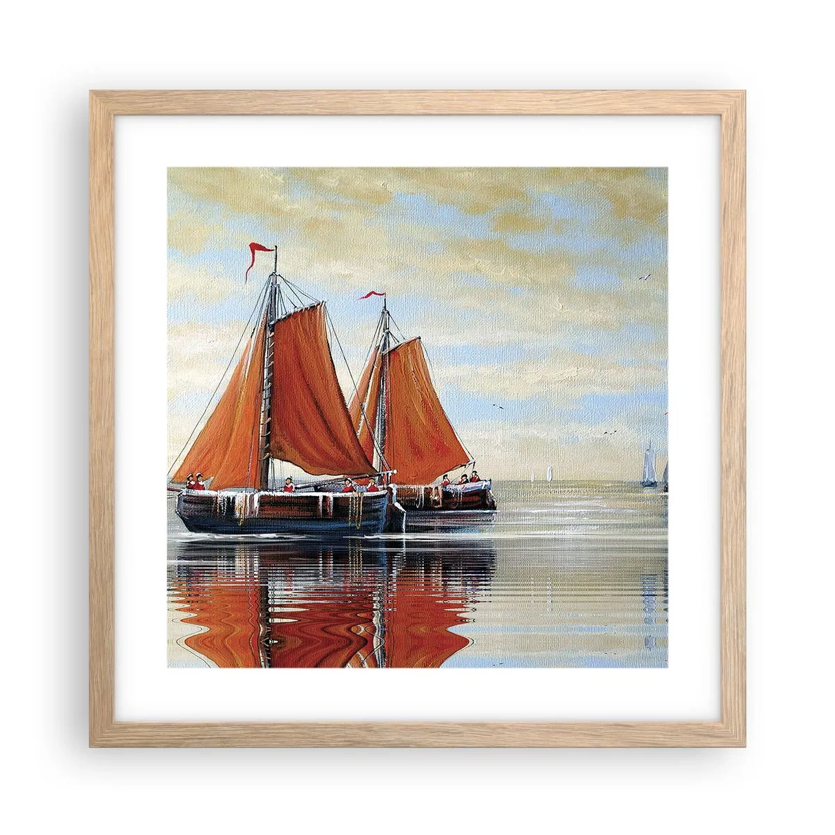 Poster in light oak frame - Ahoy, Sailor, Sail… - 40x40 cm