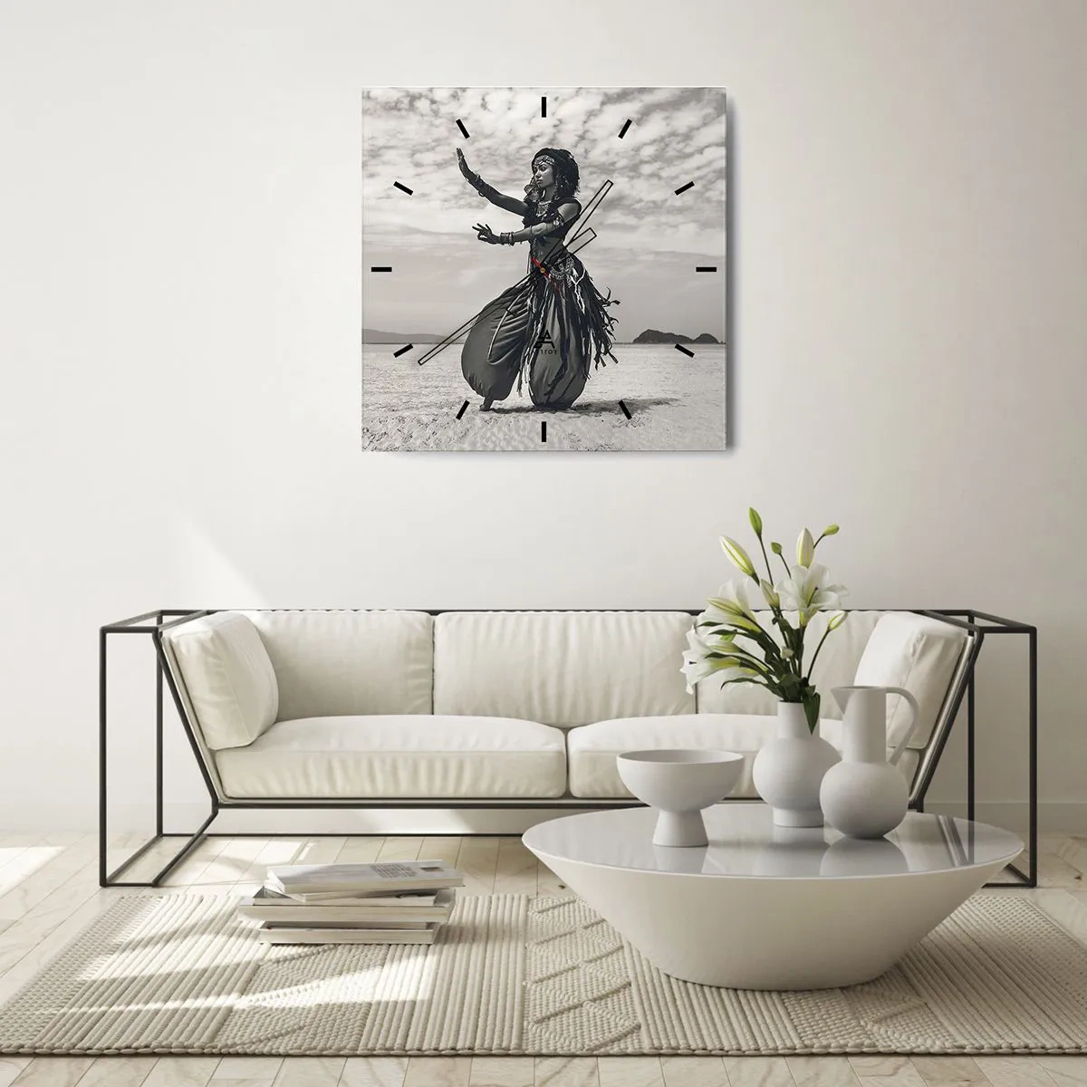 Wall clock - Clock on glass - Dance of Southern Islands - 40x40 cm