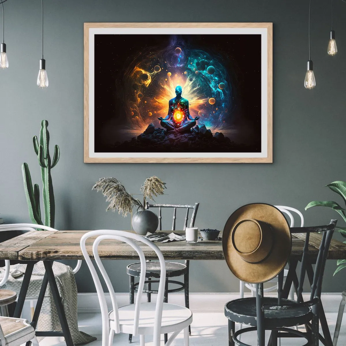 Poster in light oak frame - Cosmic Calm - 100x70 cm