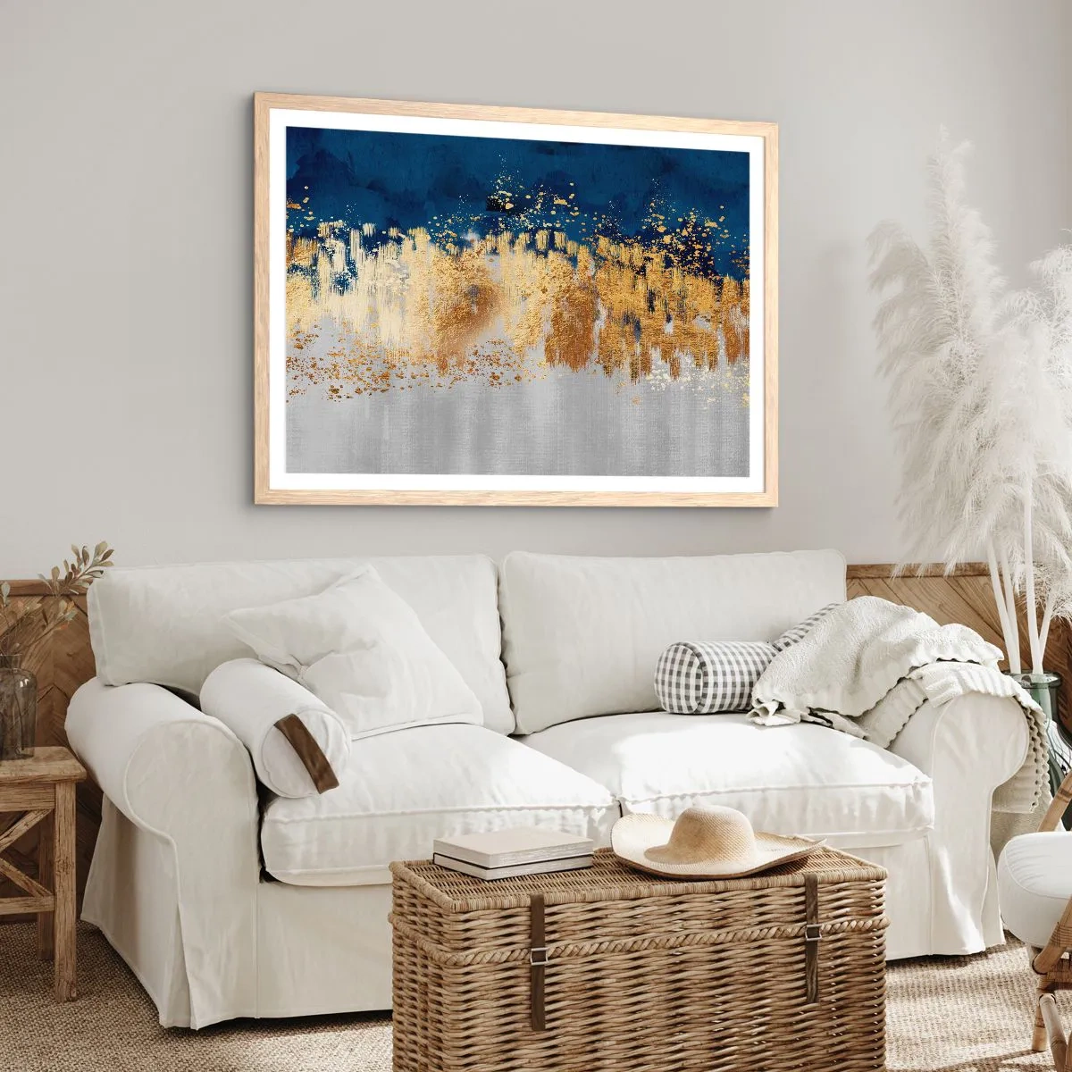 Poster in light oak frame - Modern Composition and Twinkle - 100x70 cm