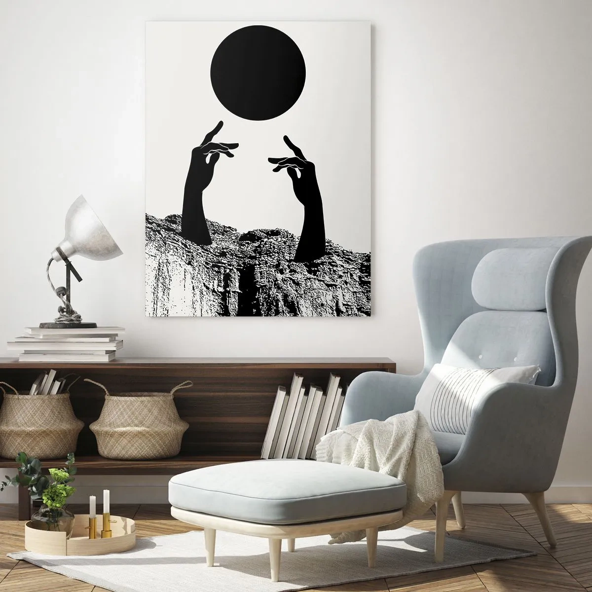 Glass picture - Surrealistic Composition: Sun and the Rest - 50x70 cm